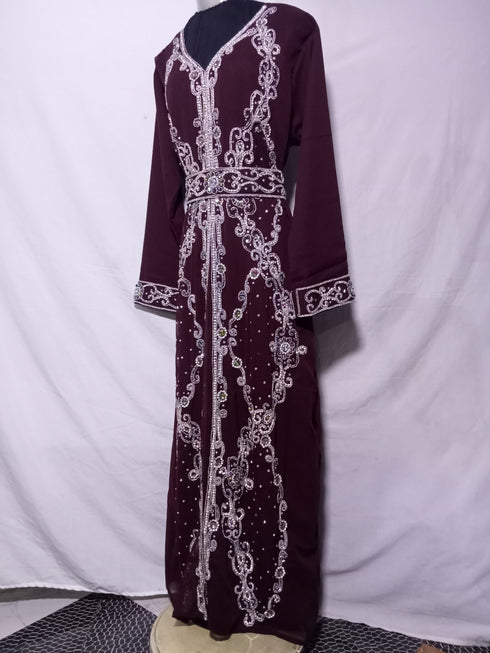 Brown Zari & Hand work Georgette Morocco style Kaftan wedding wear