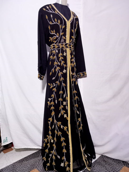 Black Zari & Hand work Georgette Morocco style Kaftan wedding wear