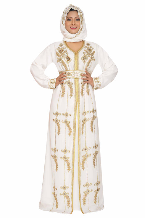 Islamic Moroccan Kaftan Arabic Abaya Dress For Womens
