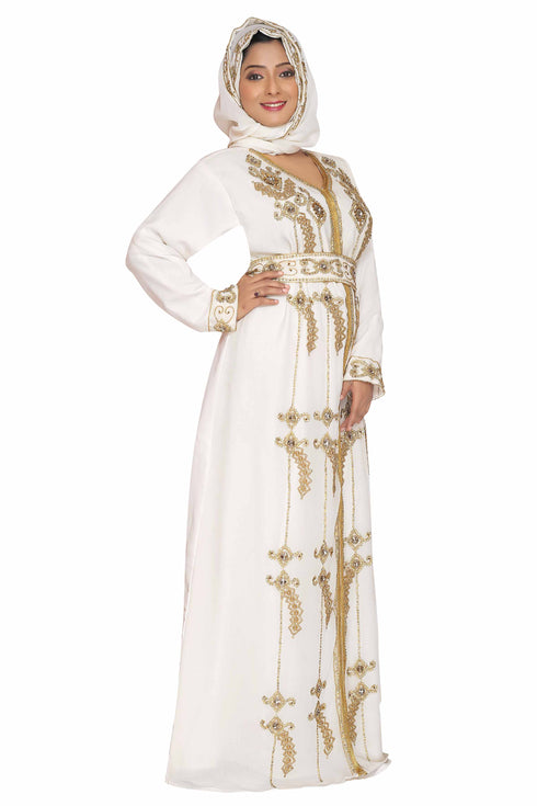 Islamic Moroccan Kaftan Arabic Abaya Dress For Womens