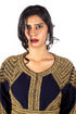 Navy Blue Diamond Design Luxurious Moroccan Kaftan with Sun-proof hijab.
