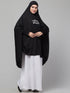 Nazneen Islamic Calligraphy printed stretchable smoking at wrist knee length Jilbab cum prayer khimar Hijab