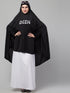 Nazneen Islamic Calligraphy printed stretchable smoking at wrist knee length Jilbab cum prayer khimar Hijab