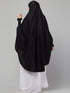 Nazneen Calligraphy Printed Khimar Jilbab - Knee Length, Stretchable Cuffs, Black