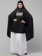 Nazneen Calligraphy Printed Khimar Jilbab - Knee Length, Stretchable Cuffs, Black