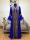 Royal Blue luxurious Bell Sleeves Moroccan Kaftan With Sun Proof Hijab.