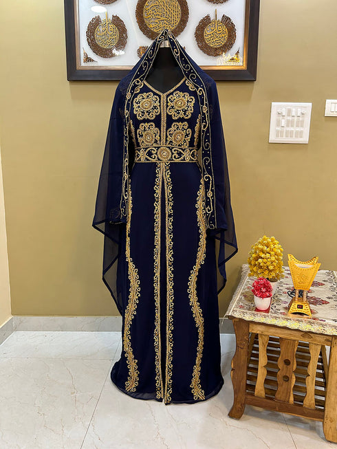 Sale!! Royal Fashion Black African Dubai Moroccan Beaded Kaftan Party Fancy Clothing Crystal Work Dresses