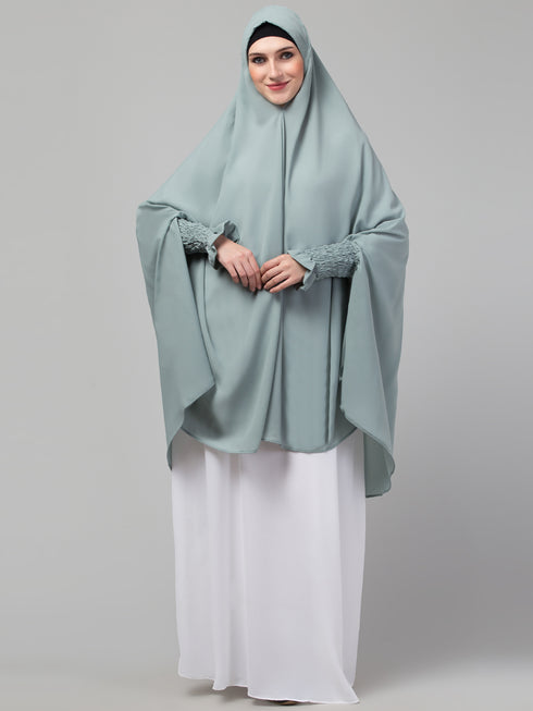 Nazneen stretchable smoking at wrist knee length Jilbab cum prayer khimar Hijab
