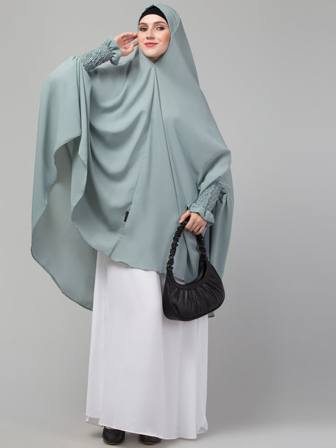Nazneen stretchable smoking at wrist knee length Jilbab cum prayer khimar Hijab