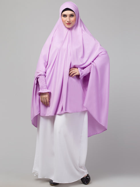 Nazneen stretchable Polyester smoking at sleeve Jilbab cum prayer khimar Hijab