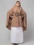 Nazneen Matt nida Front Embroidery stretchable smoking at wrist knee length Skin colour Jilbab cum prayer khimar Hijab