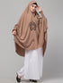 Nazneen Matt nida Front Embroidery stretchable smoking at wrist knee length Skin colour Jilbab cum prayer khimar Hijab