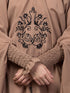 Nazneen Matt nida Front Embroidery stretchable smoking at wrist knee length Skin colour Jilbab cum prayer khimar Hijab
