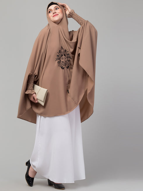 janab e aala embroidered jilbab khimar – beige
