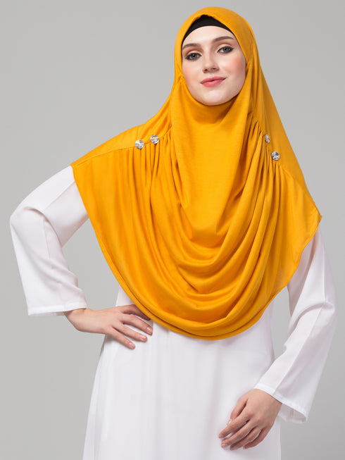 Mustard Yellow Crystal Pleated Hijab