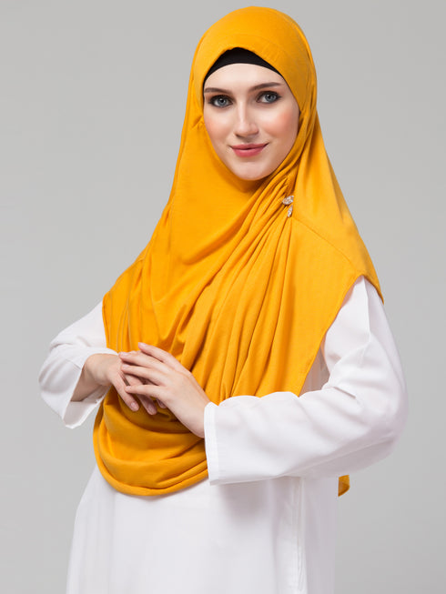 Mustard Yellow Crystal Pleated Hijab