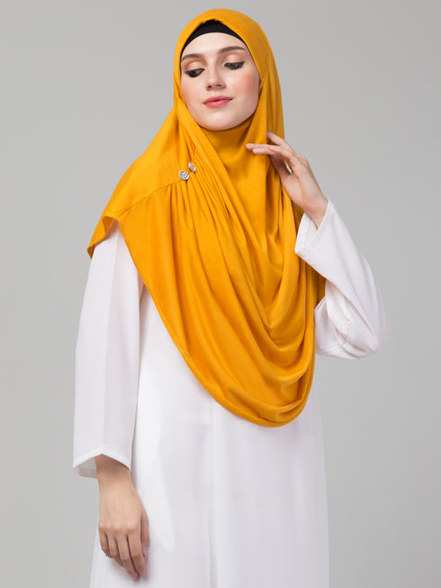 Mustard Yellow Crystal Pleated Hijab