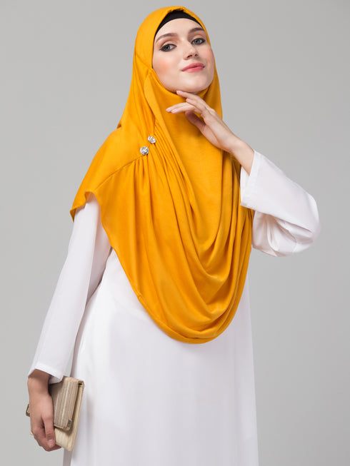 Mustard Yellow Crystal Pleated Hijab