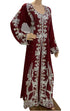 maroon georgette moroccan islamic dubai kaftan farasha zari and stone work dress