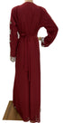 maroon georgette moroccan islamic dubai kaftan farasha zari and stone work dress