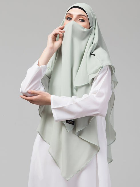Nazneen Triangle tow layers tie at back Ready to wear Hijab cum Naqab