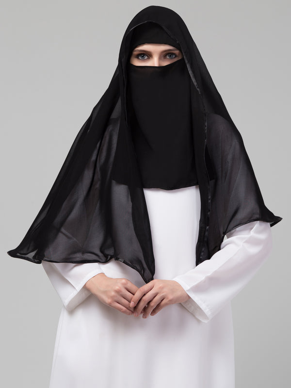 Butterfly Arabian hijab With nose piece with black Satin tape