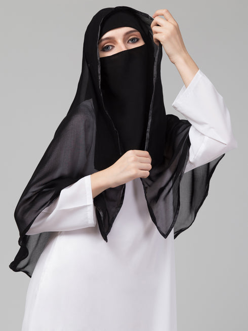 Nazneen Butterfly Arabian hijab With nose piece with Black Satin tape