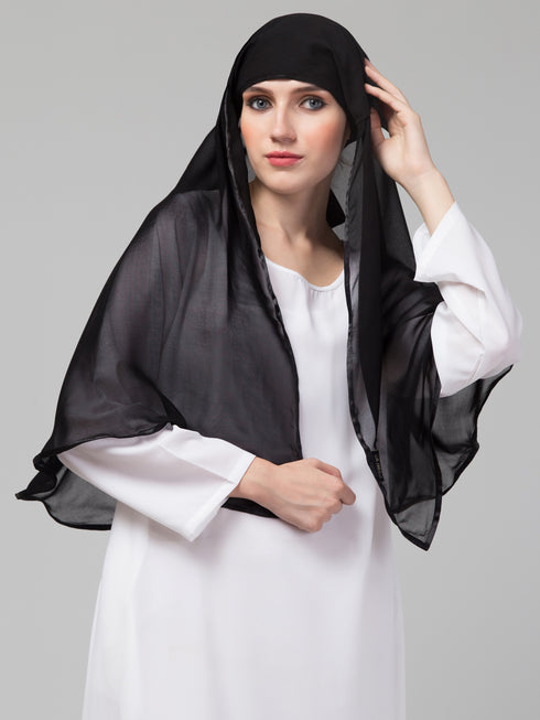 Nazneen Butterfly Arabian hijab With nose piece with Black Satin tape