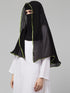 Nazneen Butterfly Arabian hijab With nose piece with green Satin tape