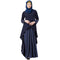 Polka Dotted Asymmetrical Dress Abaya- Navy Blue