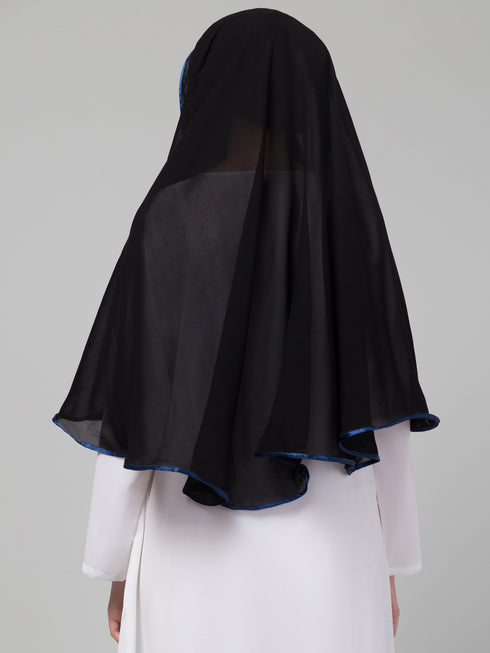 Nazneen Butterfly Arabian hijab With nose piece with Blue Satin tape