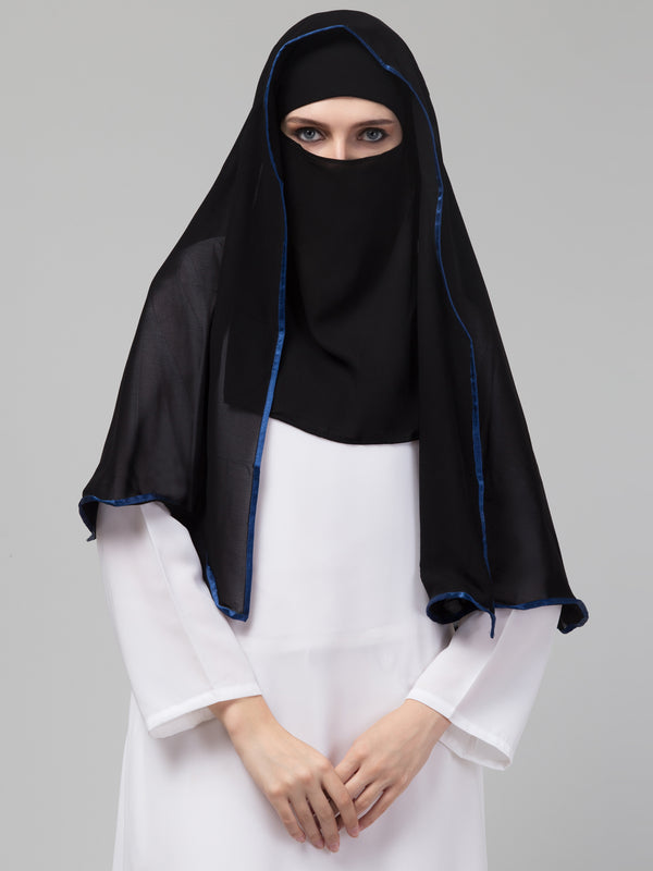 Nazneen Butterfly Arabian hijab With nose piece with Blue Satin tape