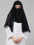 Nazneen Butterfly Arabian hijab With nose piece with Blue Satin tape