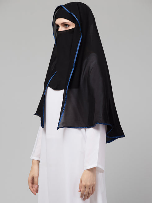 Nazneen Butterfly Arabian hijab With nose piece with Blue Satin tape