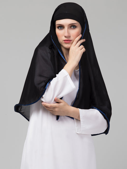 Nazneen Butterfly Arabian hijab With nose piece with Blue Satin tape