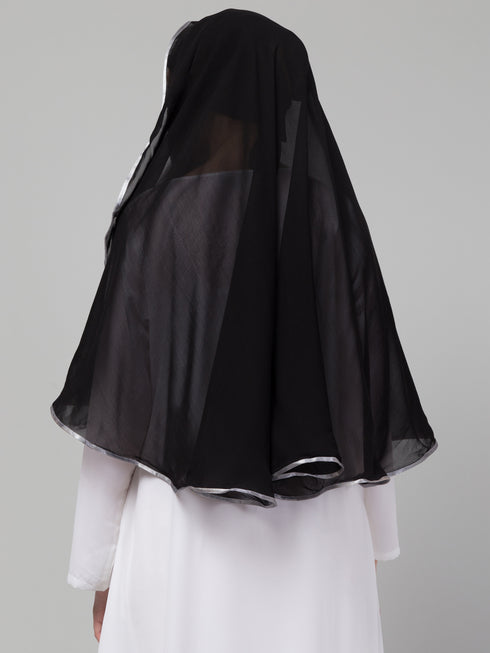 Nazneen Butterfly Arabian hijab With nose piece with Grey Satin tape