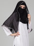 Nazneen Butterfly Arabian hijab With nose piece with Grey Satin tape