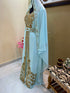 Majestic Sky Blue Kaftan Gown with Intricate Gold Handwork | Wedding & Gala Wea