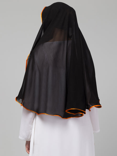Nazneen Butterfly Arabian hijab With nose piece with Orange Satin tape