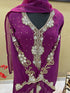 Wine Zari & Stone Work stitched Georgette Morroco Kaftan Wedding Wear