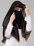 Nazneen Butterfly Arabian hijab With nose piece with Orange Satin tape