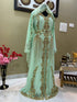 Sea Green Georgette Zari Work Kaftan
