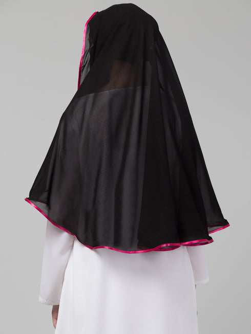Nazneen Butterfly Arabian hijab With nose piece with Pink Satin tape