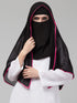 Nazneen Butterfly Arabian hijab With nose piece with Pink Satin tape