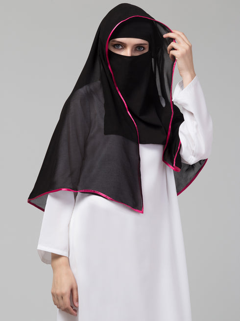 Nazneen Butterfly Arabian hijab With nose piece with Pink Satin tape
