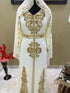 Sale!! Off-White Dubai Moroccan Beaded Kaftan Arabian Plus Size Party Fancy African Clothing Crystal Work Wedding Dress