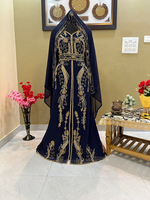 Navy Blue Reception Kaftan for Women