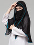 Nazneen Butterfly Arabian hijab With nose piece with Aqua blue Satin tape