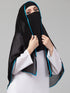 Nazneen Butterfly Arabian hijab With nose piece with Aqua blue Satin tape