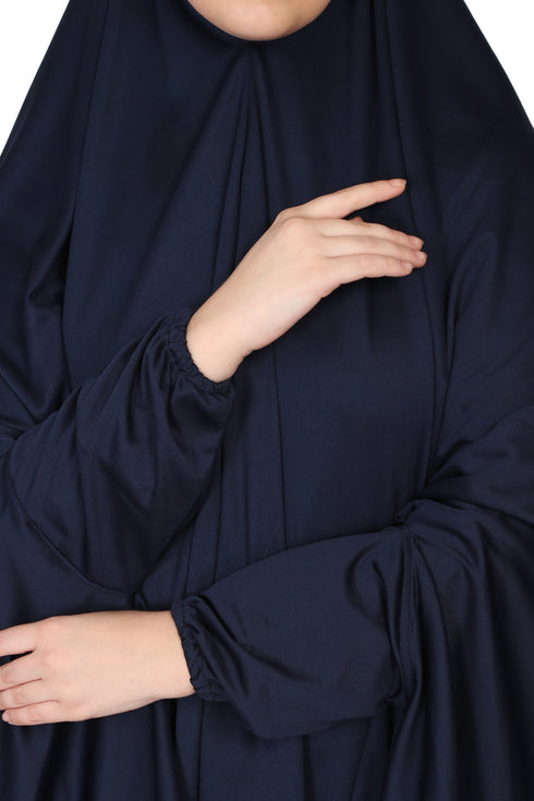 Nazneen stretchable Jeresy elastic at wrist with sleeve Jilbab cum prayer khimar Hijab